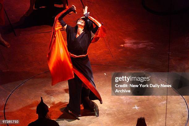 Madonna performs at the kickoff of the U.S. Leg of her "Drowned World" tour at the First Union Center in Philadelphia.