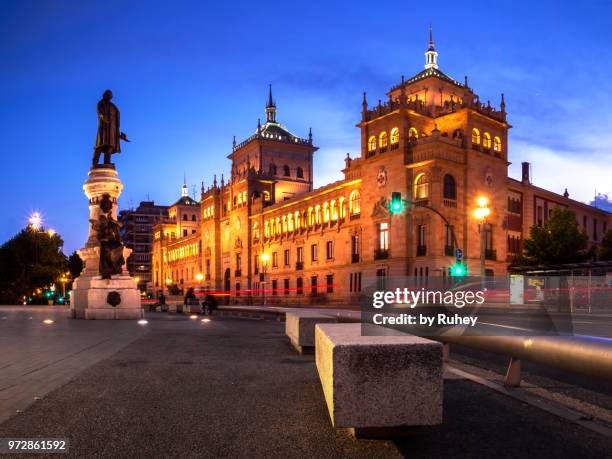 cavalry academy of valladolid at night (spain) - valladolid province stock pictures, royalty-free photos & images