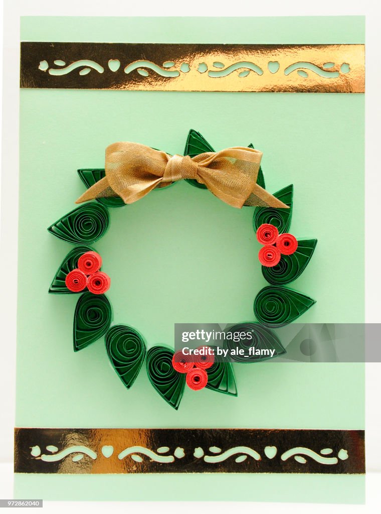Quilling Christmas wreath card