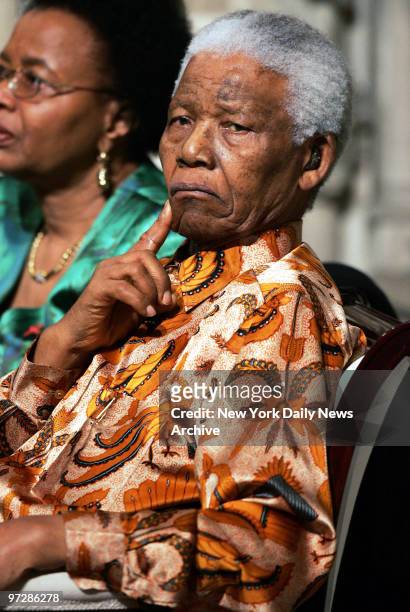 Nelson Mandela appears contemplative during a visit to Riverside Church on Manhattan's upper West Side. The former South African president is being...