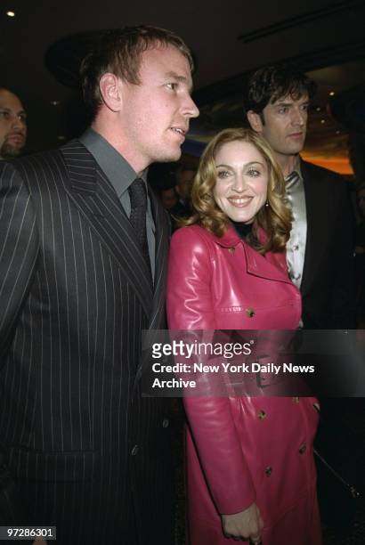 Madonna arrives with boyfriend Guy Ritchie for the premiere screening of the movie "The Next Best Thing" at the Loews Cineplex E-Walk in Times...