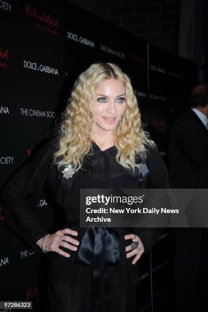 Madonna at the Cinema Society Screening ..of Madonna's " Filth And Wisdom " held at the Landmark Sunshine Theater