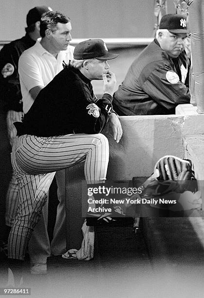 Nerw York Yankees' manager Buck Showalter in dugout during game against the Oakland Athletics.