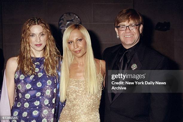 Madonna, Donatella Versace and Elton John get together at the Metropolitan Museum of Art for opening of the Costume Institute's exhibition of the...