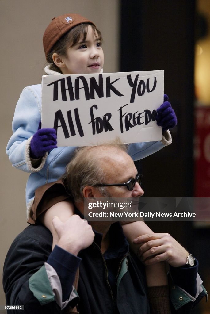 Six-year-old Cezanne Bles of Scarsdale has a comfortable per