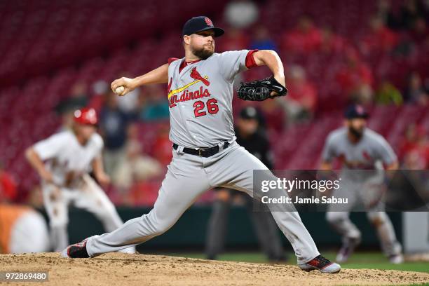 Bud Norris of the St. Louis Cardinals pitches against the Cincinnati Reds at Great American Ball Park on June 8, 2018 in Cincinnati, Ohio.