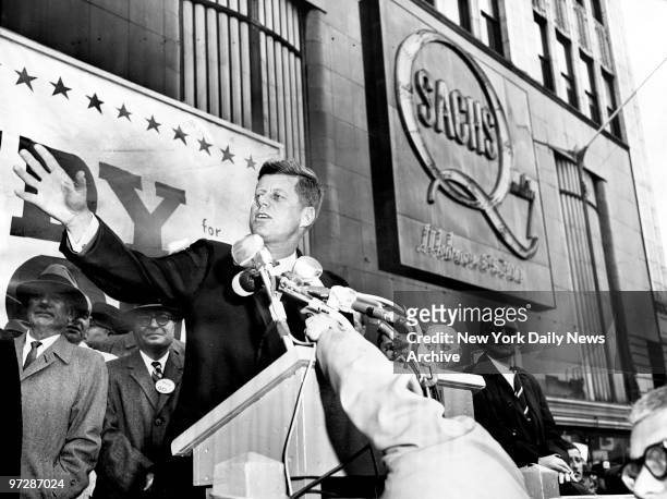 Sen. John F. Kennedy speaks at 165th St. And the Grand Concourse in the Bronx.