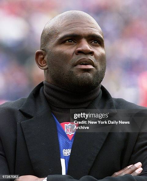 Former New York Giants' star Lawrence Taylor looks on as the Former New York Giants' star Lawrence Taylor looks on as the