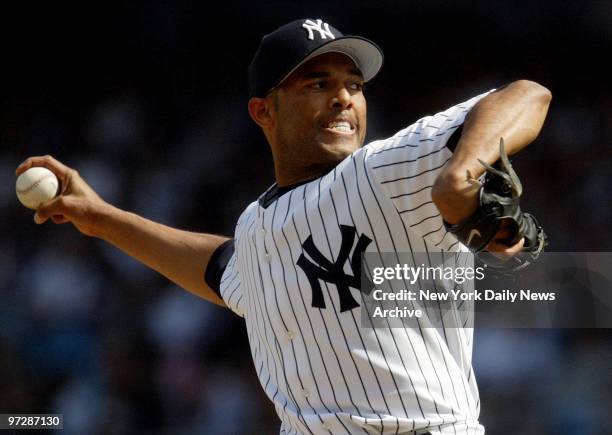 New York Yankees' closer Mariano Rivera pitches in the ninth inning of a game against the Kansas City Royals at Yankee Stadium. The Yanks went on to...