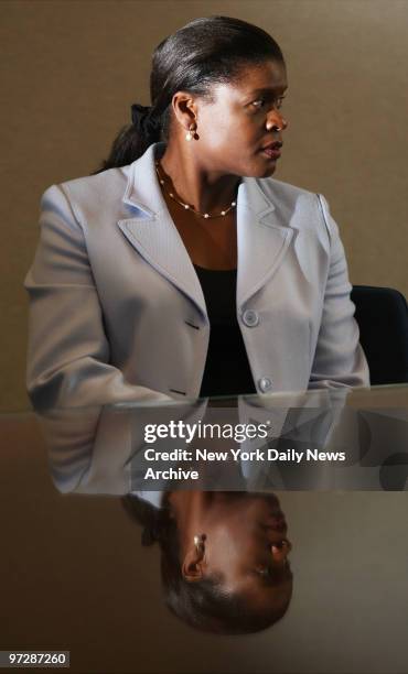 Former New York Knicks executive Anucha Browne Sanders speaks at her attorney's Times Square office after a jury decided she'd been sexually harassed...