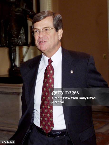 Majority Leader Trent Lott walks to the floor of the Senate for vote on the nuclear test ban treaty. The Senate voted it down.