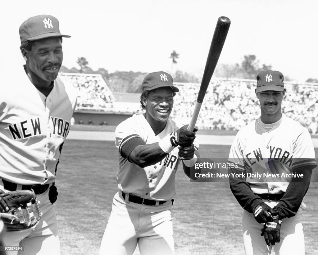 New York Yankees Dave Winfield, Rickey Henderson, and Don Ma