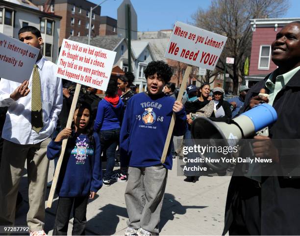 The Parents of students and students of BECA, Bronx Early College Academy Rally outside of JHS 166, held at 250 East 164th Street. Parents were...