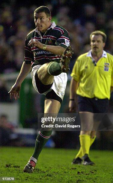 Tim Stimpson the Leicester fullback converts another penalty during the Tetley Cup match between Leicester and Saracens at Welford Road, Leicester....