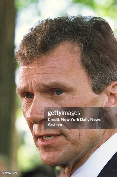 Sen. Tom Daschle, who will become Senate majority leader as a result of the defection from the GOP of Vermont's Sen. Jeffords, speaks outside the...