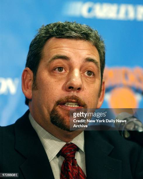 Cablevision president Jim Dolan addresses the media after Jeff Van Gundy stuns fans by resigning as head coach of the New York Knicks.