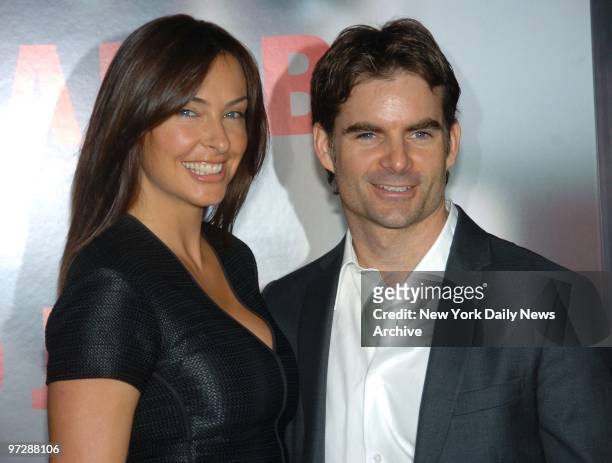Jeff Gordon and wife Ingrid at the Premiere of "Michael Clayton held in the Ziegfeld Theater...