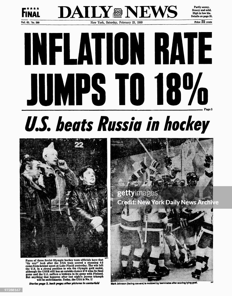 Daily News front page February 23, 1980, Headline: INFLATI