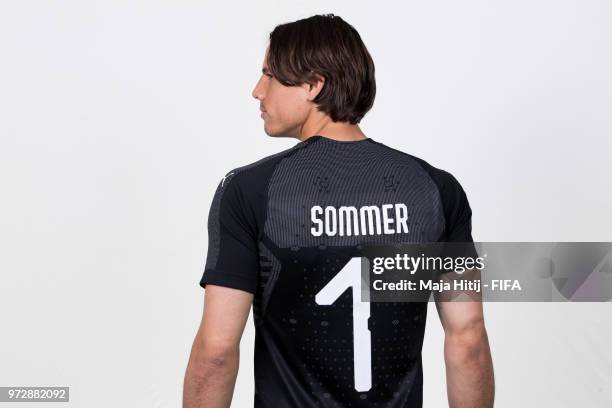 Yann Sommer of Switzerland poses for a portrait during the official FIFA World Cup 2018 portrait session at the Lada Resort on June 12, 2018 in...