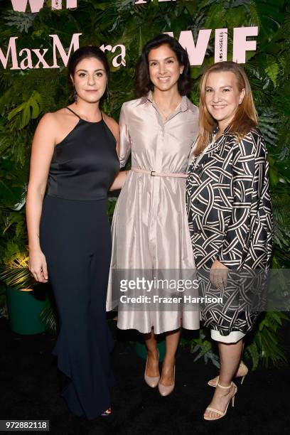 Maria Giulia Maramotti, Radhika Jones, and Krista Smith, wearing Max Mara, attend the Max Mara Celebration for Alexandra Shipp, 2018 Women In Film...