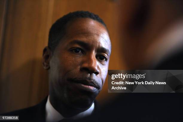 Senate Majority Leader Malcolm Smith after he held a press conference urging New Yorkers to take action and suggest ways to participate in the budget...