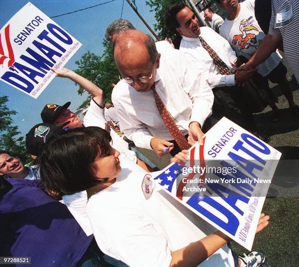 Senator Alfonse D'Amato campaigns at the the Italian Feast and Festival in N. Massapequa, Long Island.