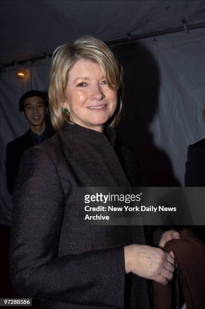 Martha Stewart arrives for a pre-Grammy party hosted by Clive Davis in the Grand Ballroom of the Regent Wall St. Hotel. The bash celebrated the...
