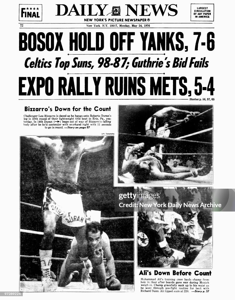 Daily News back page dated May 24, 1976, Headline BOSOX HOLD