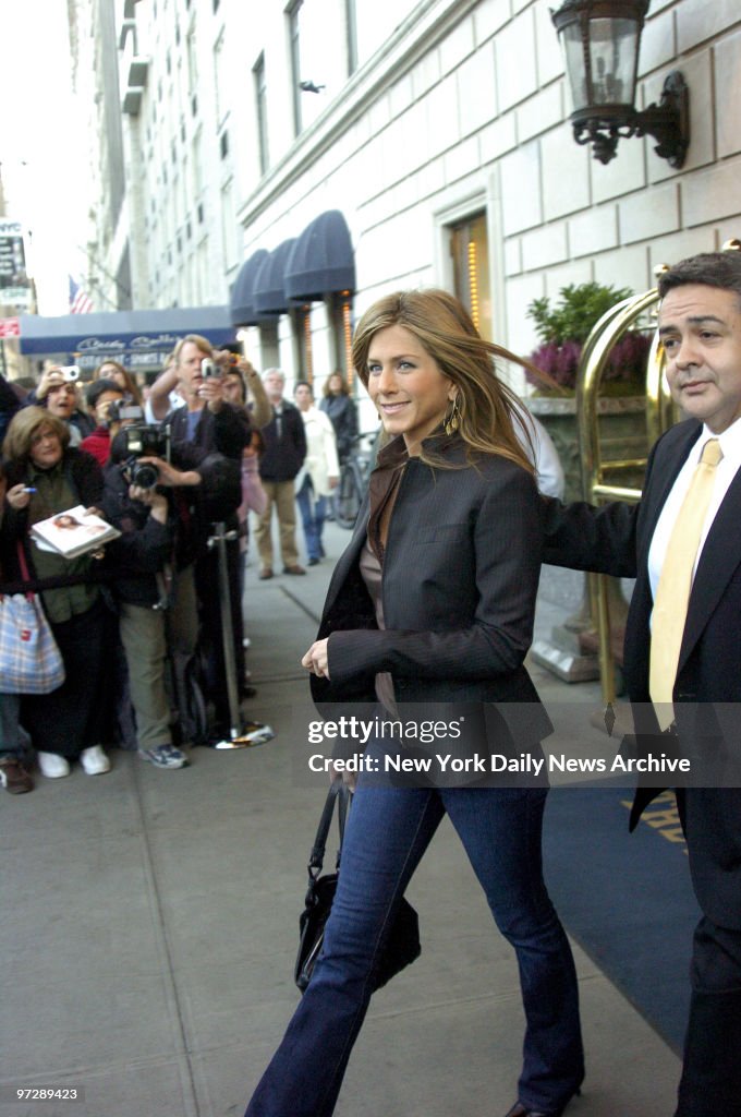 Jennifer Aniston leaves the Ritz Carlton hotel on her way to