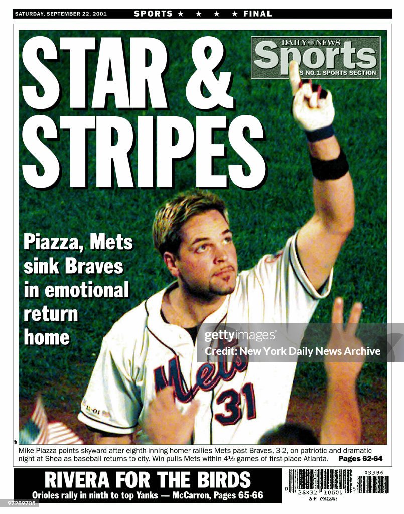 Daily News back page dated Sept. 22, 2001 Headlines: STAR &