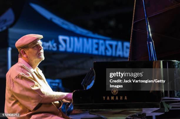 American jazz pianist Albert 'Chip' Crawford performs with the Gregory Porter Septet at a concert in the Blue Note Jazz Festival at Central Park...