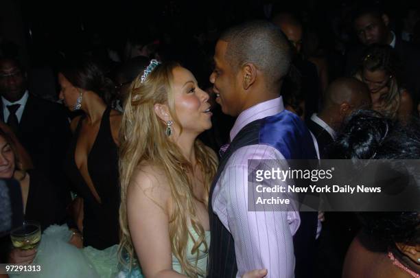 Mariah Carey and Jay-Z dancing at Sean "P Diddy" Combs 35th Birthday Bash held at Cipriani's 55 Wall