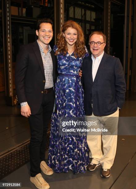 Melissa Benoist with producers Melissa Benoist, Mike Bosner and Paul Blake backstage after her Opening Night debut in 'Beautiful-The Carole King...