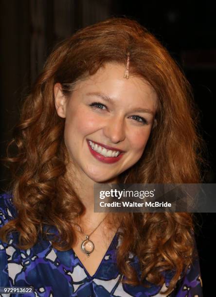 Melissa Benoist backstage after her Opening Night debut in 'Beautiful-The Carole King Musical' at the Stephen Sondheim on June 12, 2018 in New York...