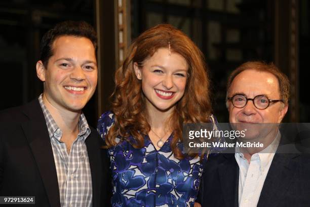 Melissa Benoist with producers Melissa Benoist, Mike Bosner and Paul Blake backstage after her Opening Night debut in 'Beautiful-The Carole King...