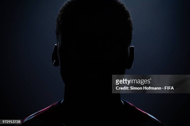 Pione Sisto of Denmark poses during the official FIFA World Cup 2018 portrait session on June 12, 2018 in Anapa, Russia.
