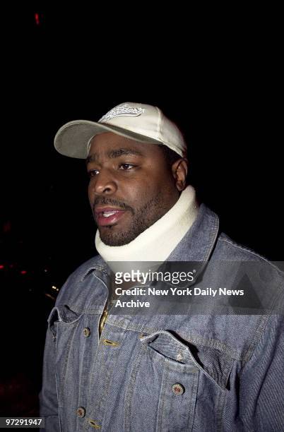 Former professional boxer Mitchell Rose, wearing a neck brace, alleges that he was beaten up by Mike Tyson in a bar last night.