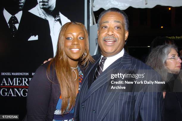 The Revernd Al Sharpton and a friend attend the World Premiere of "American Gangster" held at the Apollo Theater in Harlem on Friday. The premiere...