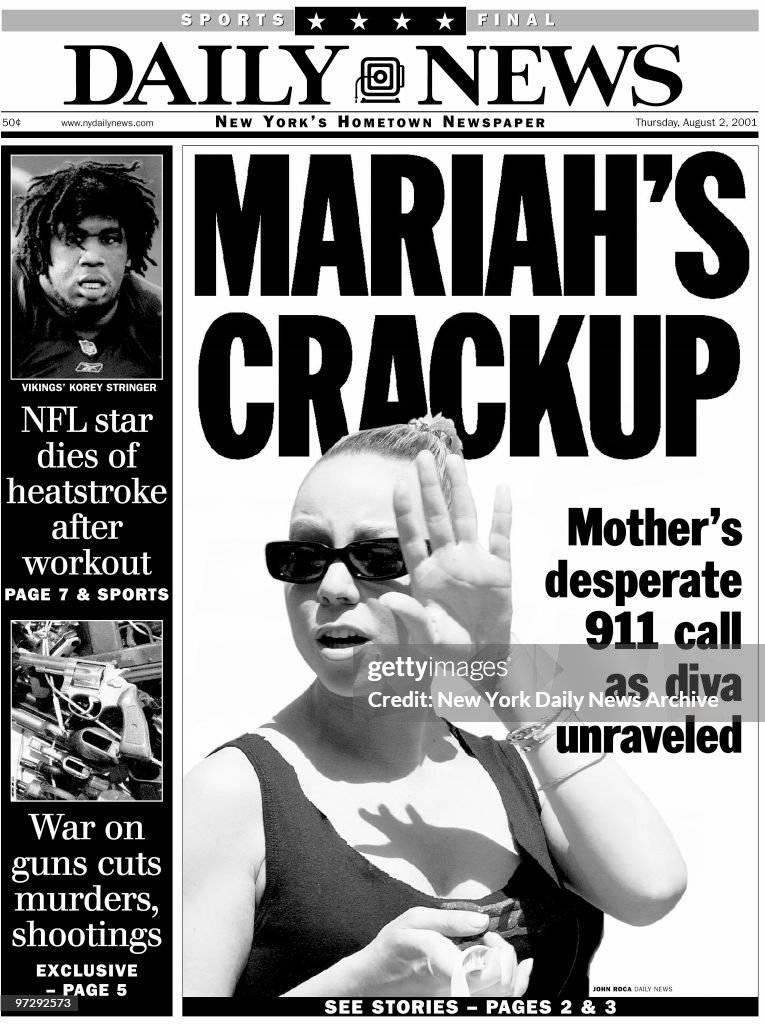 Daily News front page dated August 2, 2001..Headline: MARIAH