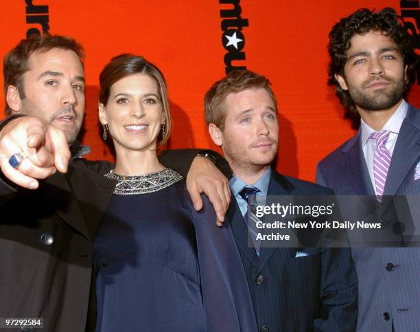 Jeremy Piven, Perrey Reeves, Kevin Connolly and Adrian Grenier arrive at the Ziegfeld Theatre in Manhattan on Friday night for the premiere of the...