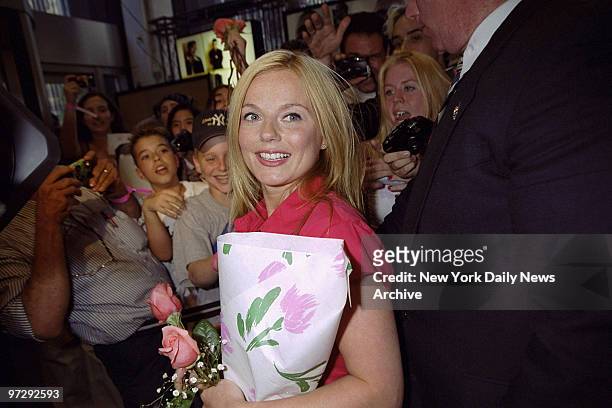 Former Spice Girl Geri Halliwell promoting her new album "Schizophonic" at Coconuts record store.
