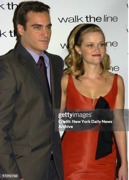 Joaquin Phoenix and Reese Witherspoon at the Premiere of "Walk The Line" held at the Beacon Theatre.