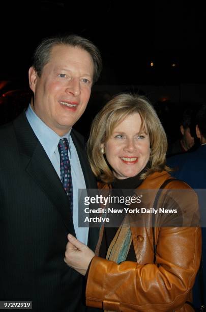 Former Vice President Al Gore and wife Tipper join in the festivities at the opening night party for the Broadway production of "Dance of The...