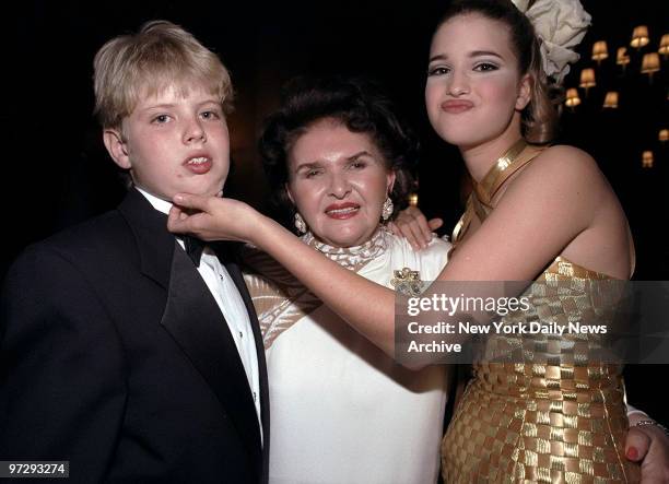 Maria Zelnicek , mother of Ivana, with grandson Eric and granddaughter Ivanka Trump at Ivana Trump's wedding to Riccardo Mazzucchelli at Le Cirque's...