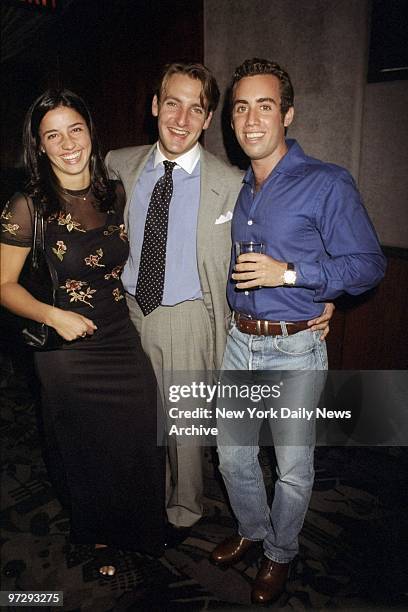 Shoshana Lonstein with boyfriend Jay Aston and a friend at the private screening of "Wings of the Dove" at Planet Hollywood.