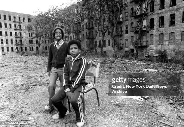 Jerome McKeever and Richard Wheeler 10 years old, at Boston Road and charlotte St. They didn't get to see President Carter tour the South Bronx. ,