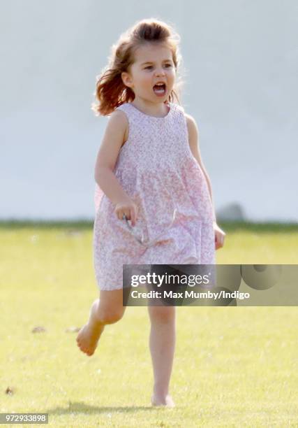 Princess Charlotte of Cambridge attends the Maserati Royal Charity Polo Trophy at the Beaufort Polo Club on June 10, 2018 in Gloucester, England.