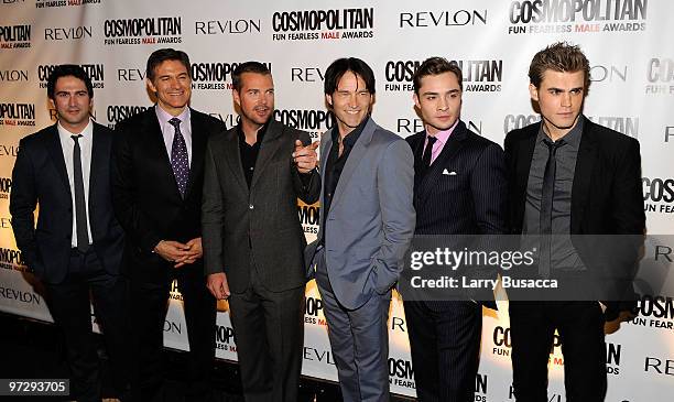 Josh Schwartz, Dr. Mehmet Oz, Chris O'Donnell, Stephen Moyer, Ed Westwick and Paul Wesley attend Cosmopolitan Magazine's Fun Fearless Males of 2010...