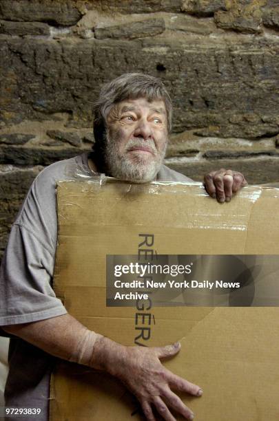 Jerry Lewis stands in a cardboard box as he films a scene for an upcoming episode of "Law and Order: Special Victims Unit" at Central Park West and...