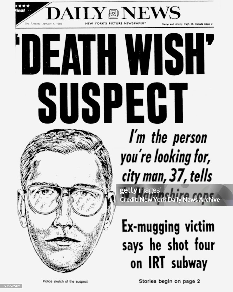 Daily News front page January 1, 1985 , Headline: 'DEATH W